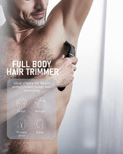 Kibiy Body Hair Trimmer for Men, Groin Trimmer, Ball Trimmer Men, Rechargeable Pubic Hair Trimmer for Men, IPX7 Waterproof Men Beard Trimmer, Wet/Dry Electric Razor, 2 Trimming Combs (Black)