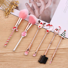 Lurrose 7pcs Christmas Makeup Brush Set Professional Cute Makeup Blush Concealer Eye Shadow Cosmetics Brushes for Woman Xmas Party Gift