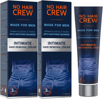 2 X NO HAIR CREW Intimate Hair Removal Cream - Extra Gentle Depilatory Cream for Sensitive Areas. Made for Men (2x100 ml)