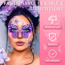 4 Sheets Face Jewels, Face Gems for Festivals, Self-Adhesive Face Rhinestone Stick on Eyes Body, Crystal Butterfly Face Gems for Women and Girls, Face Stickers Festival for Rave Festival Party