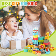 42Pcs Toddler Threading Toys, Wooden Montessori Toys for 2 3 Year Olds Girls Boys, Fine Motor Skills Toys for 5 Year Olds, Educational Learning Toys Gifts Toddler Threading Beads Crafts Activities