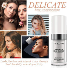 2 Pack TLM Color Changing Foundation For Aging Skin,Liquid Makeup Base Nude Face Cover Concealer Cream, Warm Skin Tone Moisturizing Cover, 30 mL