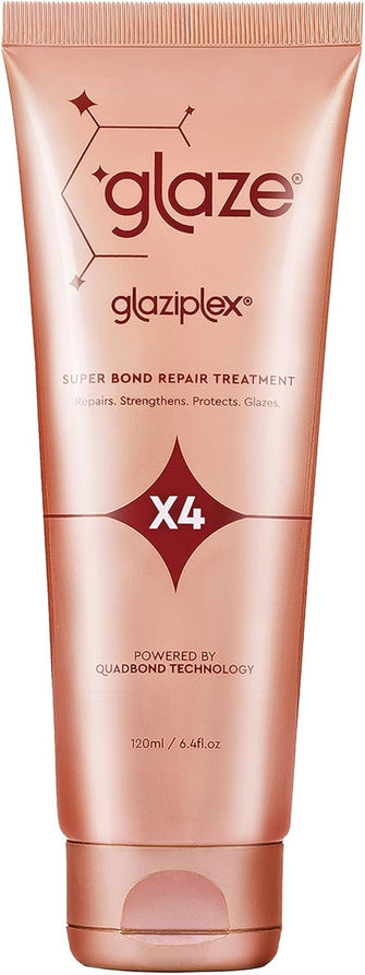 Glaze GlaziPlex Super Bond Repair Treatment, 120ml. 4-in-1 Deep Conditioning Hair Treatment Repairs Heat, Chemical, Colour and Styling Damage. Hair Mask for Dry Damaged Hair Works in 4 Minutes