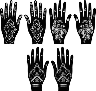 Hand Tattoo Stencil Black Tattoo Stencil, 6PCS Hand Temporary Tattoo Kit Templates, India Tattoo Stencil Set for Women Girls A7AHSBWST (1)