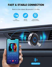 Mohard Car Bluetooth 3.5mm AUX Adapter, Mini Bluetooth 5.3 Vehicle Amplifiers for Stereo/Speaker/Wired Headphones, Bluetooth Car Adapter AUX, Hands-free Calls, Dual Connection, 16H Playtime
