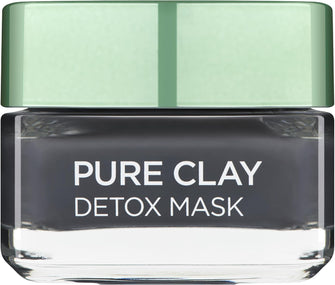L'Oreal Paris Pure Clay Black Charcoal Detox Face Mask, Deep Cleansing Skin Care All Skin Types 50 Ml
