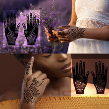 14 Pieces Hand Shape Temporary Tattoo Stencil kit, Indian Arabian Self Adhesive Reusable Glitter Tattoo Templates Tattoo Sticker for Women Girls