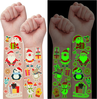Leesgel Glow Tattoos for Kids Christmas Stocking Fillers, 260 Styles Santa/Sweets/Snowflakes/Snowman/Xmas Tree Tattoo Stickers, Christmas Decorations Party Games Toys Eve Boxes Ideas Crafts Supplies