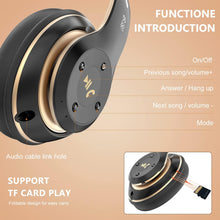 Rebocico Bluetooth Headphones Over Ear, 6 EQ Modes Wireless Headphones Over Ear,65 Hours Playtime Foldable Lightweight Wireless Headphones,with Built-in HD Mic, FM, SD/TF for PC/HomeBlack & Gold