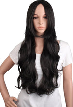 MapofBeauty 28 Inch/70cm Beautiful Charming Women Long Wave Curly Oblique Bangs Synthetic Wig (Black)