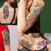 GLARYYEARS Flower Temporary Tattoo for Women, 12 Pack Big Fake Realistic Tattoos, Long-lasting Beautiful 3D Floral tattoos, Makeup on Half Arm Leg Body Thigh