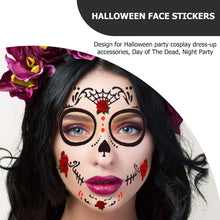 FRCOLOR 8Pcs Sugar Skull Face Tattoo Temporary Day of the Dead Sugar Skull Tattoo Halloween Makeup Tattoo Stickers Waterproof Full Face Tattoo