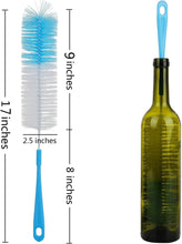 ALINK 17in Extra Long Bottle Cleaning Brush Cleaner for Washing Narrow Neck Beer, Wine, Kombucha, Thermos, Carafe, Yeti, Brewing Bottles