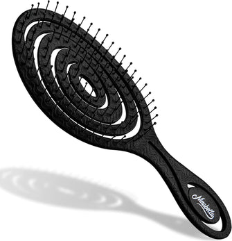 Ninabella Organic Detangle Hair Brush for Women, Men & Children - Does not Pull the Hair - Hair Straightening Brushes for Curly, Straight & Wet Hair - Unique Spiral Hairbrush