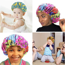 3Pcs Kids Satin Bonnets Soft Adjustable Baby Sleeping Cap Colorful Pattern Night Hats Double-Layer Bath Caps Shower Caps for Kids Toddler Children