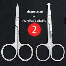 2pcs Stainless Steel Facial Hair Scissors Set Pointed Scissors & Round Tip Nose Hair Makeup Tools Suitable for Men and Women etc. Use at Home or Salon Easy to Carry