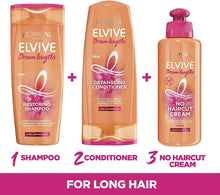 L'Oral Hair Leave In Conditioner Cream, by Elvive Dream Lengths, No Haircut Cream, For Long, Damaged Hair, with Keratin, 200ml