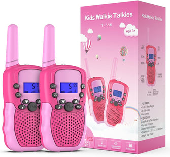 Kearui Toys for 3-12 Years Old Boys, Kids Walkie Talkie for Girls 8 Channels 2 Way Radio with VOX Function & LED Flashlight, 3 Miles Range for Outside Adventures, Camping, Hiking (Pink)