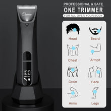 Hatteker Electric Groin Hair Trimmer for Men Full Body Groomer Replaceable Ceramic Blade Heads Privates Body Shaver Men's Hair Trimmer Wet and Dry Use with LED Light