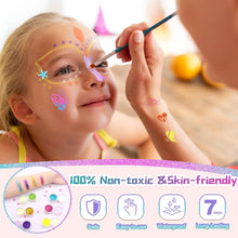 Glitter Tattoos for Kids, Temporary Tattoo Kit - 36 Colours Glitter, 182 Stencils, 6 Fluorescent, 215 Rhinestones, Skin Friendly Flash Make Up for Girls & Adults, Gift for Carnival, Birthday, Party