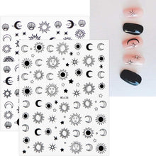 JMEOWIO 9 Sheets Moon Star Nail Art Stickers Decals Self-Adhesive Marble Nail Supplies Nail Art Design Decoration Accessories