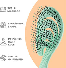 Ninabella Organic Detangle Hair Brush for Women, Men & Children - Does not Pull the Hair - Hair Straightening Brushes for Curly, Straight & Wet Hair - Unique Wave Hairbrush Green