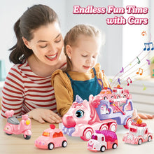 JQLM 5 IN 1 Unicorn Toy Girl Cars, Carrier Truck Toys for Girls Toddlers with Sound&Light, Birthday Christmas Toys Gifts for 2 3 4+ Year Old Baby Girls Boys Kids (Pink)
