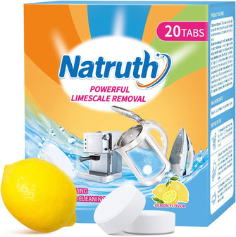 NATRUTH Powerful Limescale Removal, 20 PACKS Kettle Descaler Tablets, Descaler for Coffee Machine,Iron