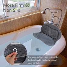 Gukasxi Mesh Bath Pillow with 8pcs Suction for Head and Neck, Helps Support Head, Bath Cushion Ergonomic Headrest, Bathing Accessories, for All Bathtub and Home Spa, Grey