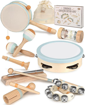 Kids Musical Instruments Baby Musical Instrument Toddler Toys Wooden Toys Baby Maracas Percussion Instruments Musical Toys Sensory Toys for Boys Girls Gift