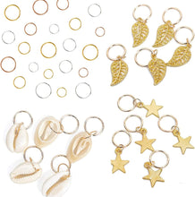 50 Pcs Hair Jewelry Rings Alloy Hair Accessories,Shell Charms Hair Rings and Cuffs Decorations Twisted Braid Hair Rings Braids Accessories Pendants (Gold and Silver)