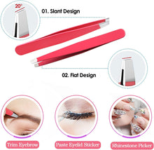 JOYJULY Precision Eyebrow Tweezers Set for Women,4 Pcs Professional Stainless Steel Slanted Tweezers for Eyebrows Plucking,Facial Ingrown Hair Remover Lash Extension and Crafting(Rose Pink)