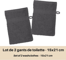 Lovely Casa - Set of 2 Wash Mitts 15 x 21 cm  Lagune  Anthracite