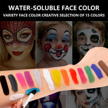 Face Paint Kit - 15 Color Face Painting Palette with 2 Brushes - Washable Face Paints - Safe Body Paint for Adults Halloween Party Carnival - Makeup Paint Non-Toxic to Use