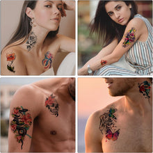 77 Sheets Flowers Temporary Tattoo, 17 Sheets Half Arm Rose Butterfly Snake Skull Fake Tattoos for Adults Arm Neck, 60 Sheets Tiny Realistic Temporary Tattoos Waterproof for Women Girls and Kids