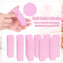 Fuyamp 10 Pcs Nail Buffer Block, Professional 120 Grit Nail Sanding Blocks for Natural Acrylic Nails, Nail Buffer blacks Manicure Pedicure Tools for Gel Nails Salon Home Use (Pink)