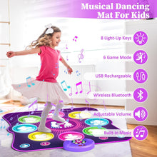Dance Mat Toys for Girls, Light Up Dance Pad Gifts for 3 4 5 6 7 8 9 10+ Year Old Kids, Music Dance Play Mat with 8 Arrows & Wireless Bluetooth, Rechargeable Battery, Christmas Birthday Gifts