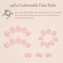 24 Pcs French False Nails - Press on Nails - Full Cover False Nails Nude White Square Stick on Nails - French Fake Nails Stick on Nails for Women and Girls Nail Art