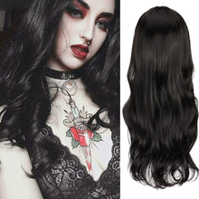 ColorfulPanda Charming Long Black Wigs for Women Girls Natural Curly Wavy Synthetic Hair Cosplay Party Halloween Costume Wig