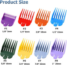 Hair Clipper Guards Combs,8PCS Professional Hair Clipper Guide Combs,Replacement for Most Clippers Trimmers and Spares Haircut Accesorries Lengths from 1/8" to 1" (3-25mm)