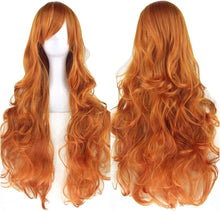 Fouriding 31" Orange Women's Long Curly Wave Cosplay Party Wigs Hairpieces Hair Cap Lolita Style Anime Wig