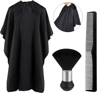 Professional Barber Cape with Neck Duster Brush, Hair Cutting Cape and Hairdressing Comb, Salon Accessories For Men and Women