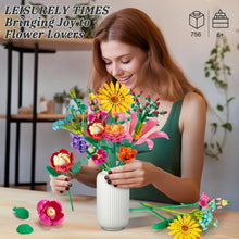 756 PCS Flower Bouquet Building Sets - 11 Kinds of Building Block Flowers, Botanical Collection Crafts Set for Home Office Decoration, Valentines Day for Adults Girl