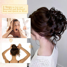 Hair Bun Extensions,Hairpiece Hair Rubber Scrunchies Curly Messy Bun Wavy Curly Hair Wrap Ponytail Chignons Bridal Hairstyle Voluminous Wavy Messy Bun Updo Hair Pieces with Hair Rope and Hairpin,Brown