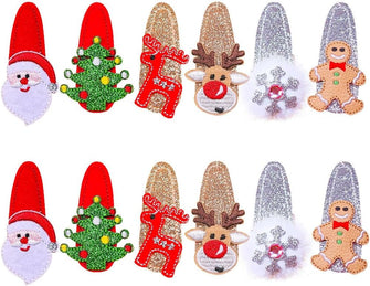 12PCS Christmas Hair Clip,Cute Hairpins For Kids Christmas Girls Hair Accessories Christmas Tree Bells Santa Snowman Elk Hair Clips Children's Christmas Gifts Hair Clips For Kids And Adults