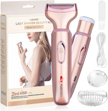 Ladies Electric Shaver, for Women 2 in 1 Electric Shaver, for face, Legs, underarms, and Bikini, Wet and Dry, Portable Waterproof and Painless Electric Shaver, with USB Charging