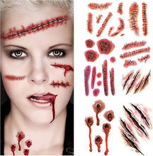 152 Halloween Tattoos-Halloween Sca and Wounds,Halloween Make Up Fake Sca,Zombie Makeup Kit,Vampire Bite Marks,Halloween Costumes Women Men Makeup Fake Bleeding Wounds Sutures Tattoo