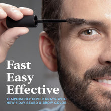 Just For Men 1-Day Beard and Brow Colour Brush, For Instant 1-Step Grey Coverage, Brush-In, Wash-Out, For A Thicker Well-Defined Look, Dark Brown