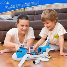 m zimoon Transport Airplane, Transport Cargo Plane Car Kids Toys Set with 4pcs Cars, 1pcs Helicopter Toy and 1pcs DIY Stickers Gift Toys for Boys Girls