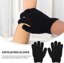 Healifty Exfoliating Gloves Black Shower Gloves Body Exfoliation Mitt Scrubbers Bath Gloves for SPA Home Bathroom Hotel 4 Pairs (Black)